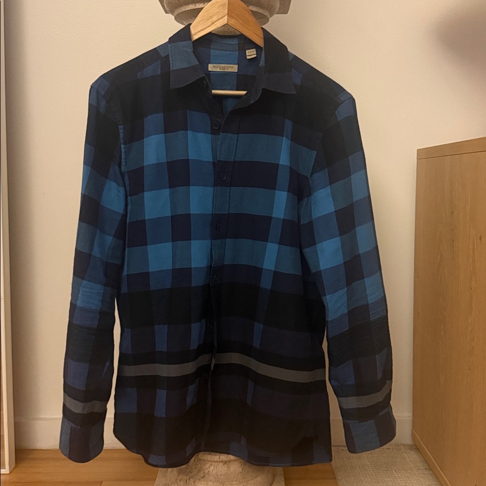Burberry Brit Navy and Blue Plaid Button-Up Shirt